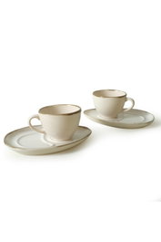 Hermia Set de tazas de té de cerámica de 4 piezas, Crema
